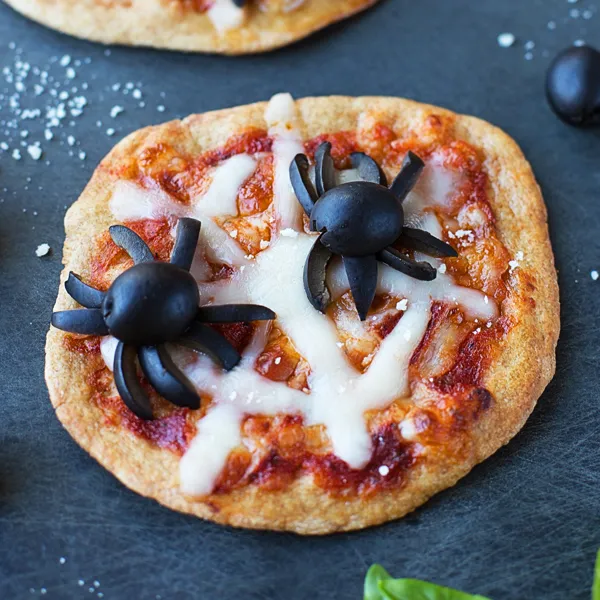 Mini Spooky Spider Pizzas