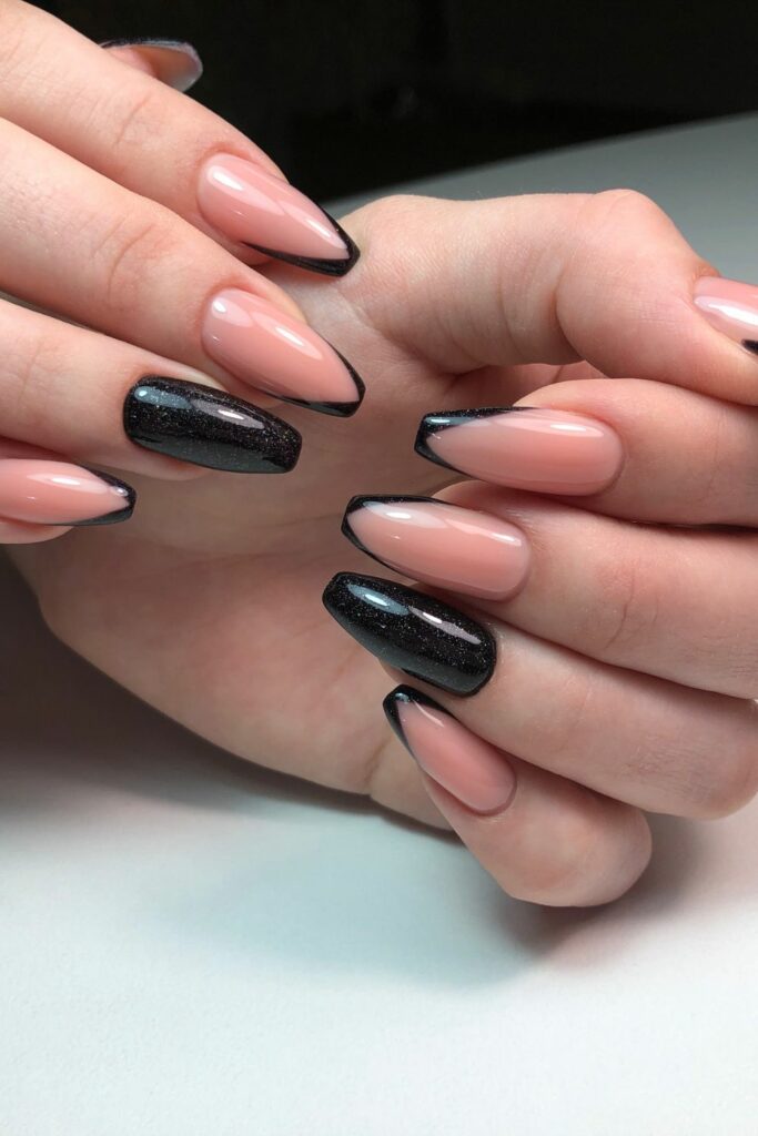 Reverse Black French Nails