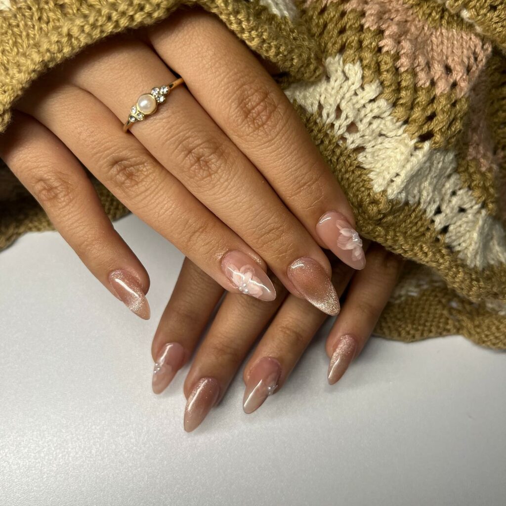 Almond Champagne Nails