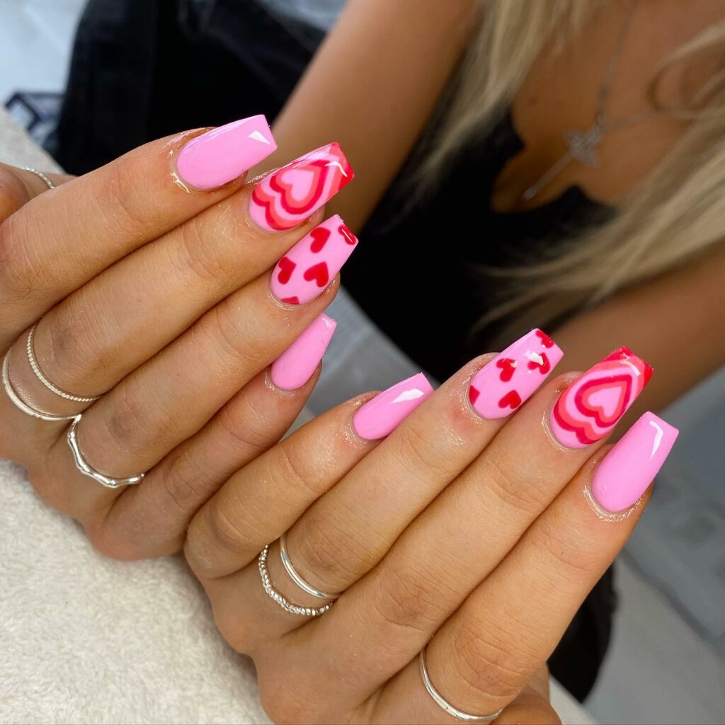 Pink And Red Nail Design