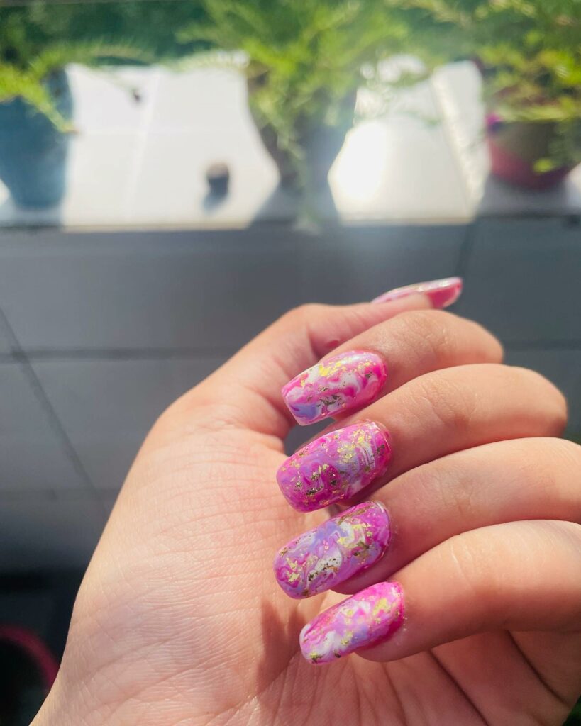 Pink Marble Acrylic Nails