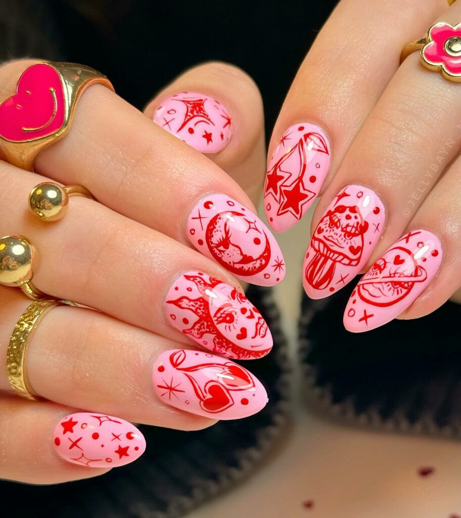 Pretty Girly Nail With Combo Design