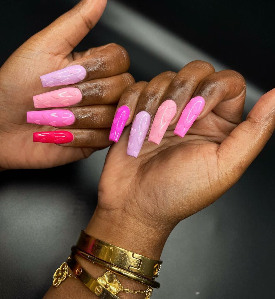 Shades of Pink Mismatched Nails