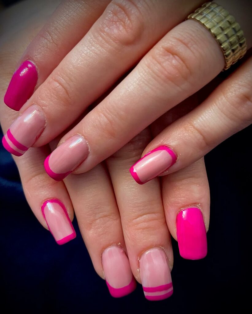 Square Shape Pink Nails