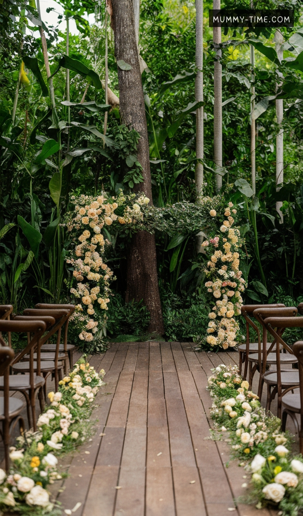 Forest Green Wedding Aisle Setting
