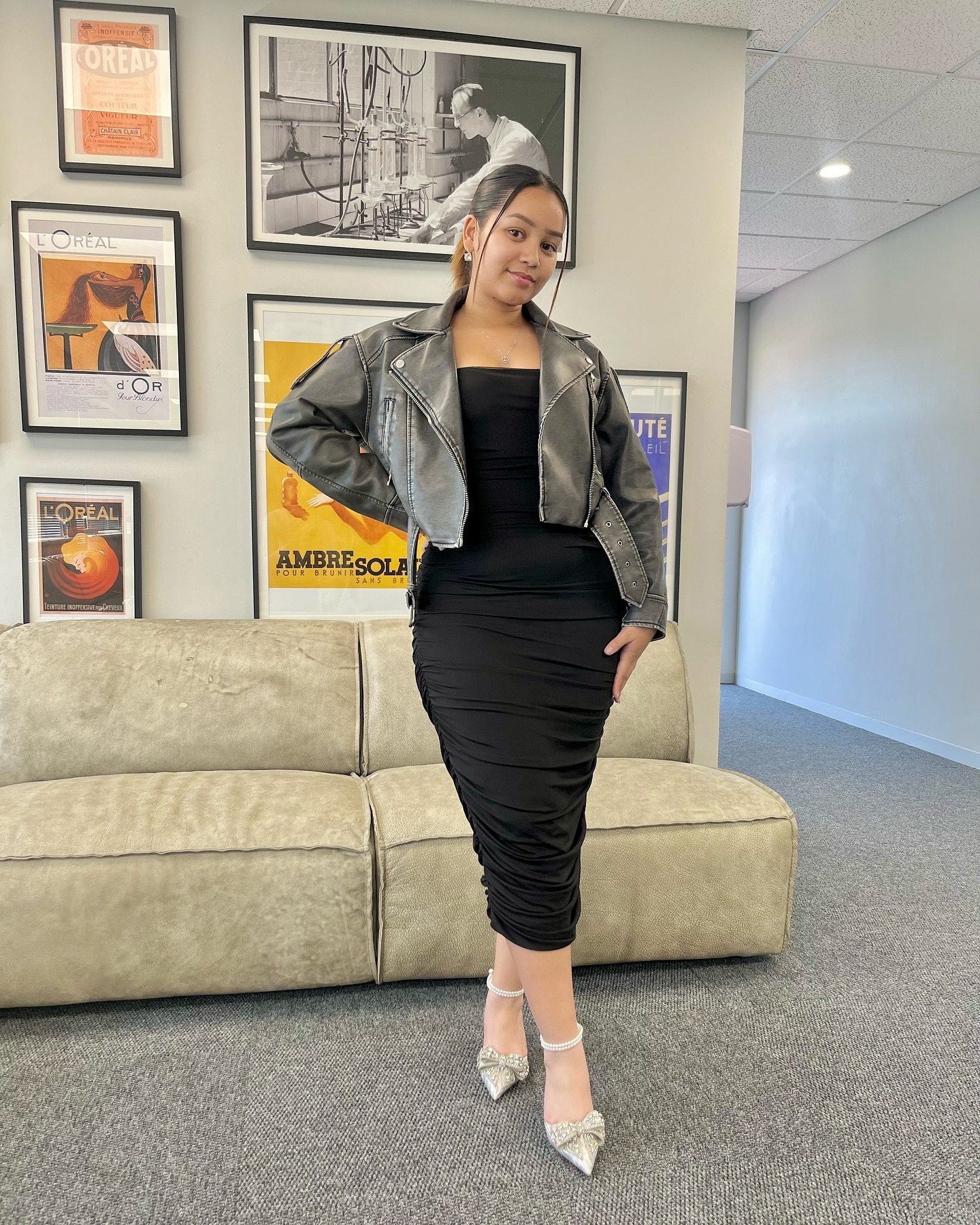 Black Body Con Dress With Crop Jacket
