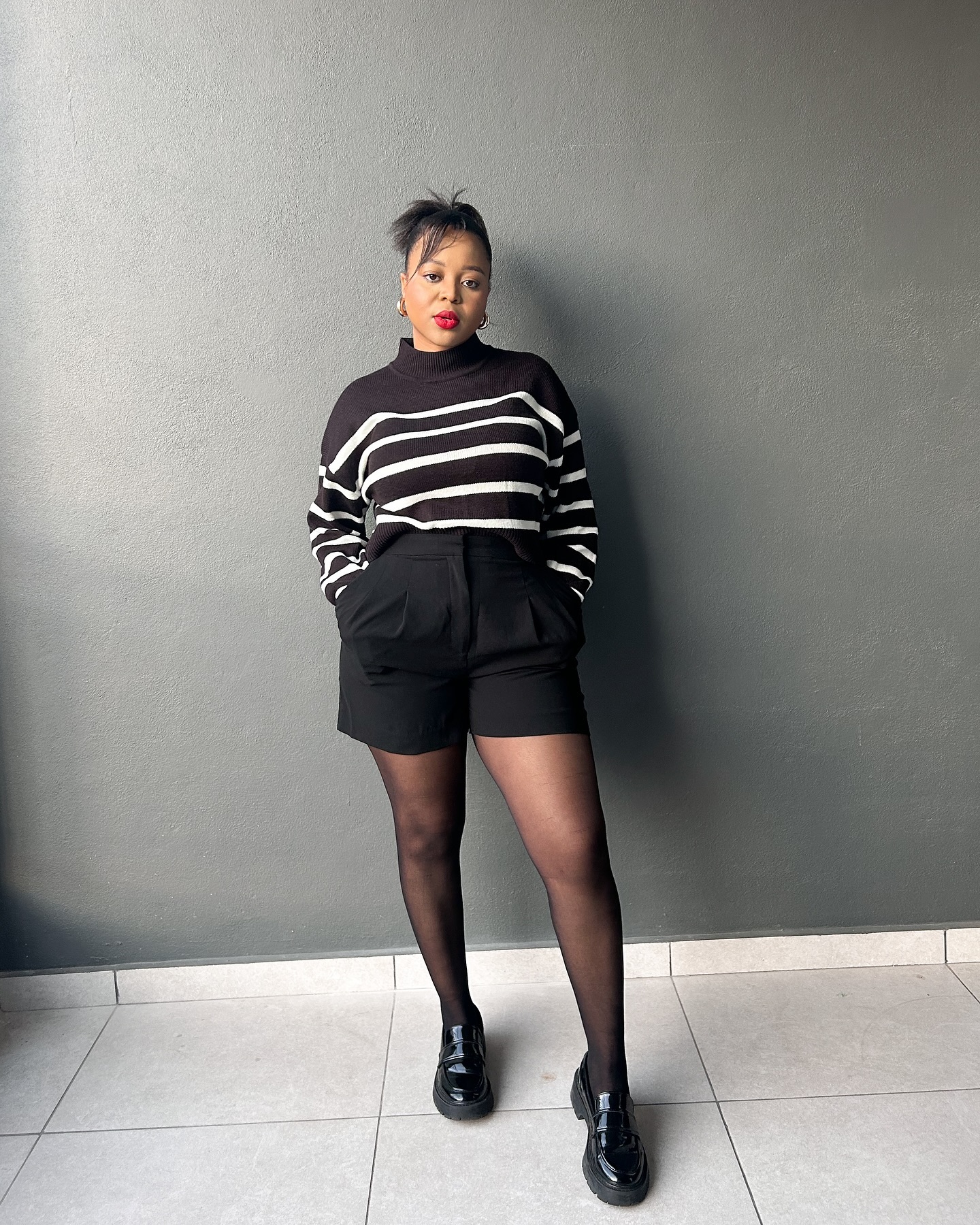 Black Shorts With Sweater