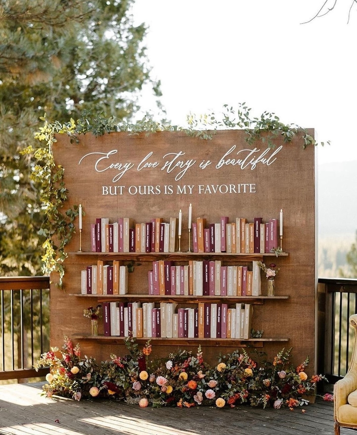 Bookshelf Inspired Wedding Backdrop