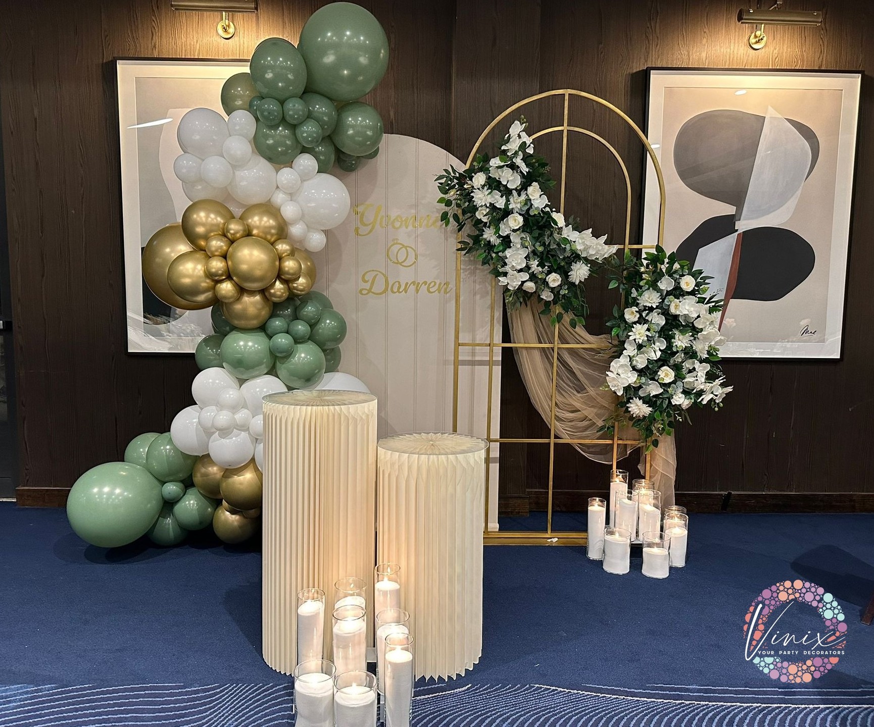 Elegant Backdrop With Lush Flowers And Plinth