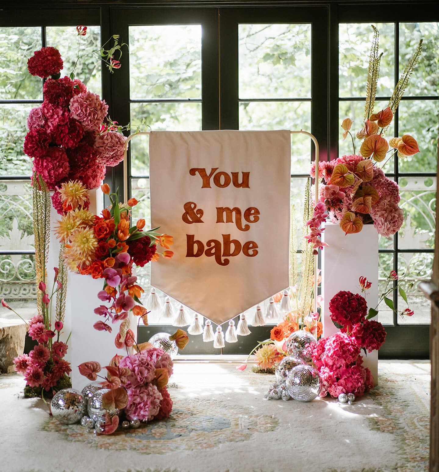 Pink And Orange Dream Wedding Backdrop