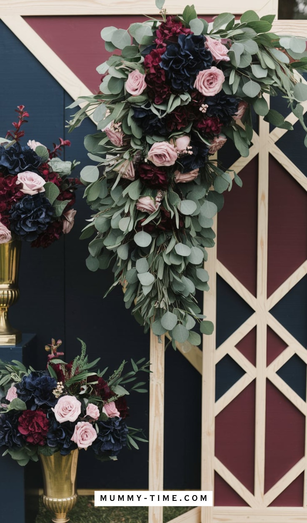 Deep Blue and Burgundy Floral Setting