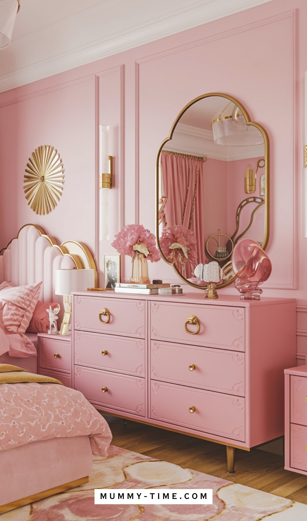 Light Pink Faux Bedroom Dresser Decor