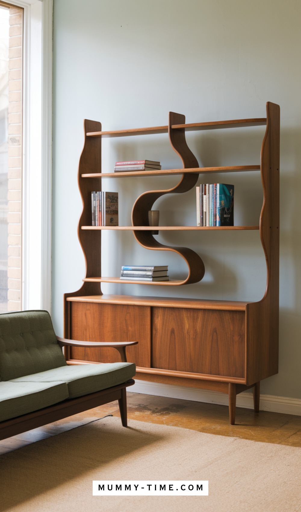 S-Styled Wooden Bookshelf