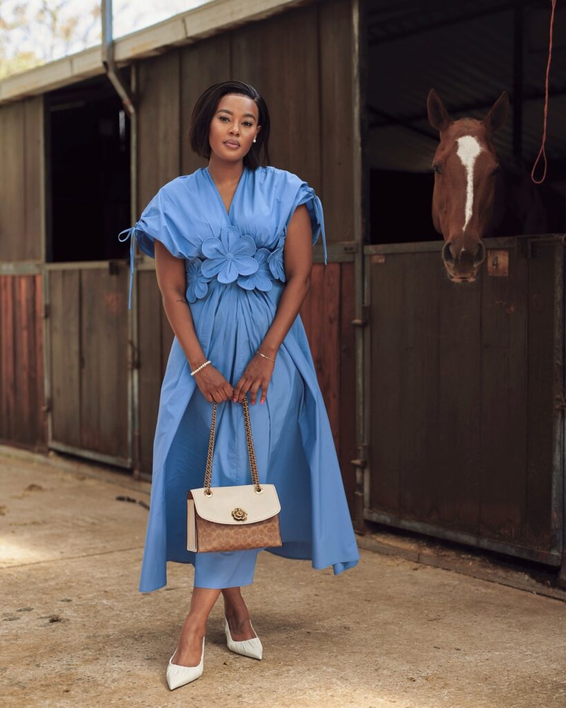 Butterfly Style Blue Midi Gown