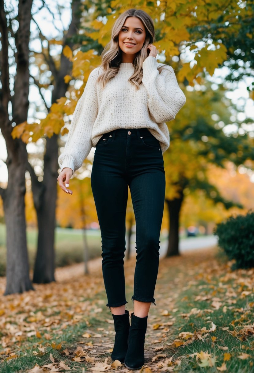 Cropped black jeans with ankle boots
