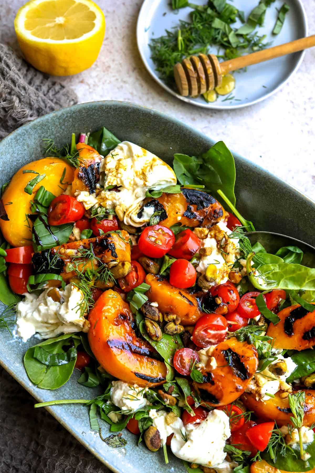 Grilled Peach and Burrata Salad