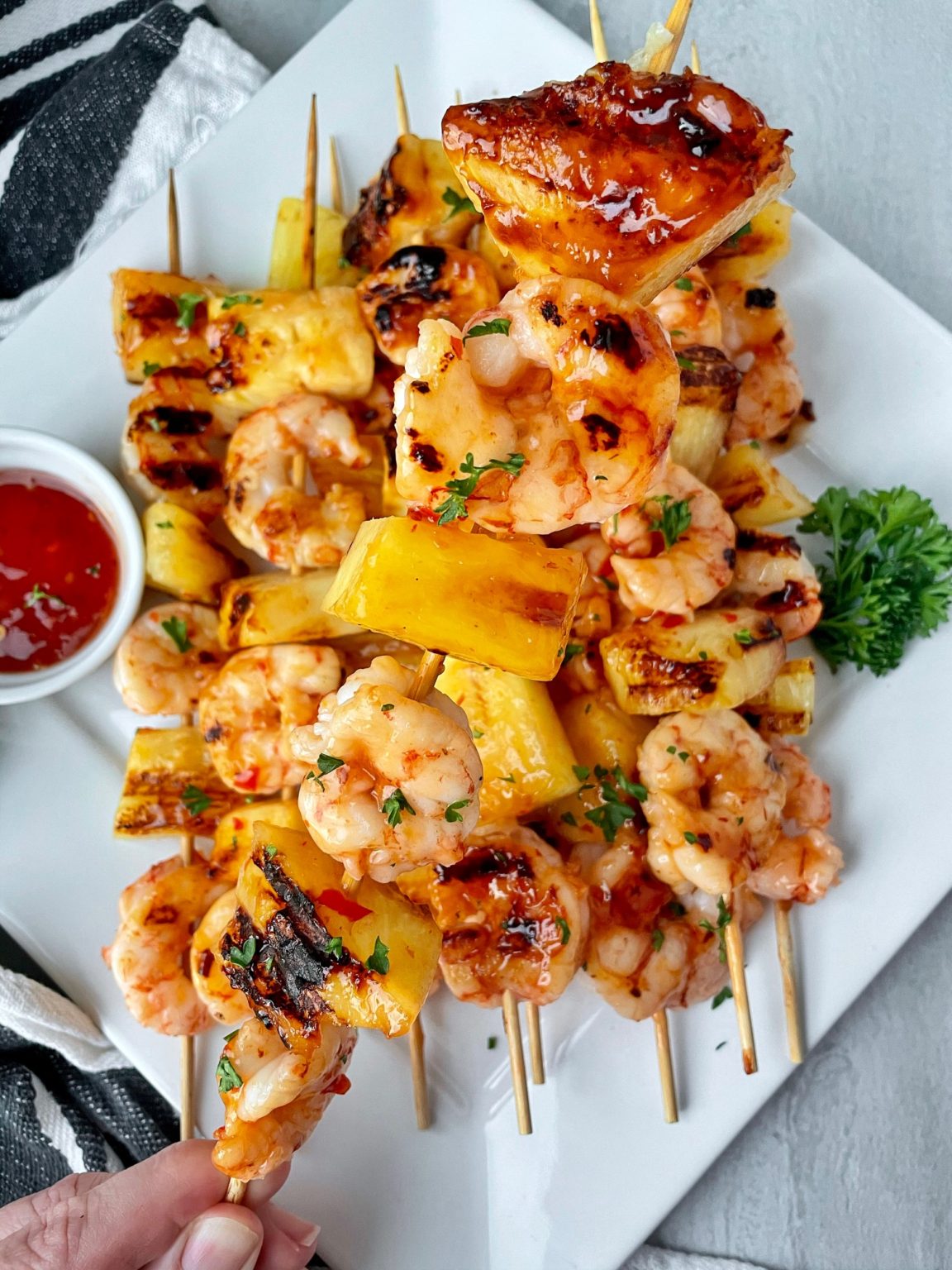 Grilled Pineapple & Shrimp Skewers