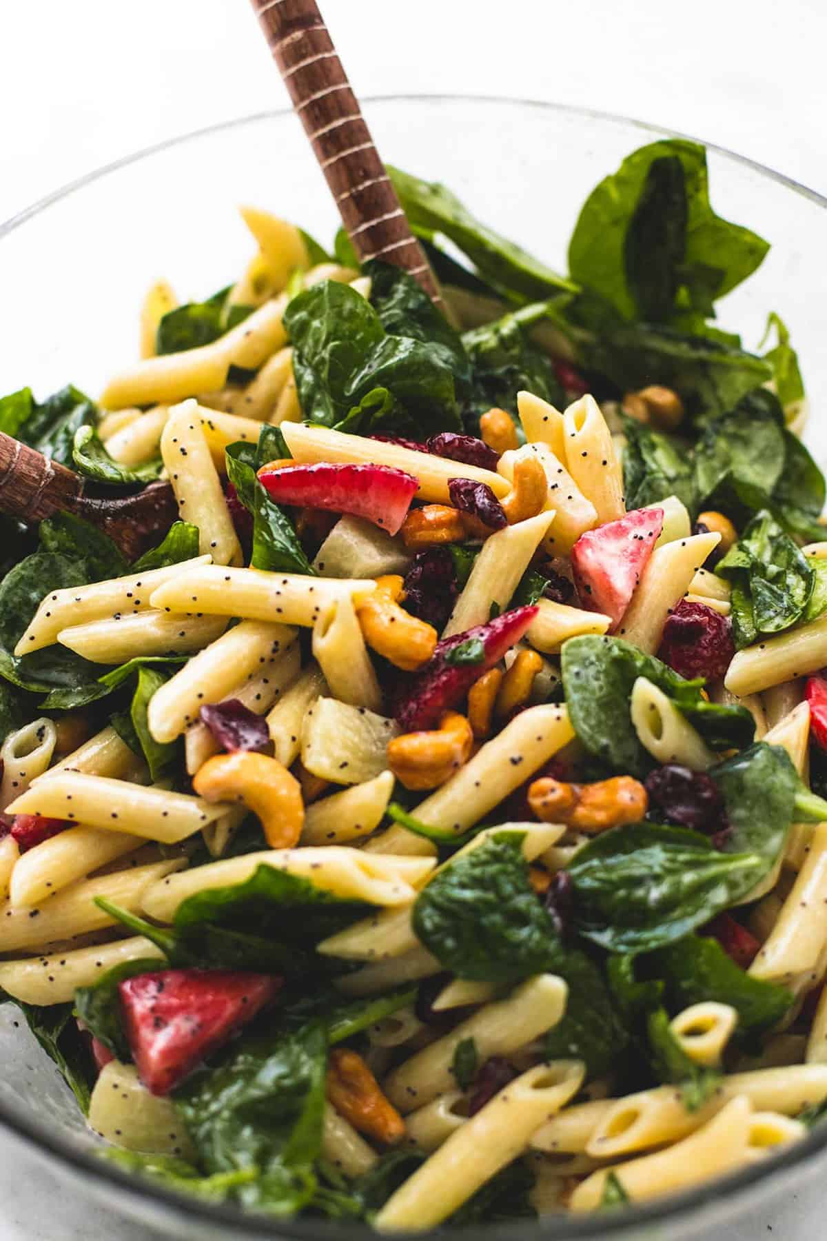 Strawberry Spinach Pasta Salad
