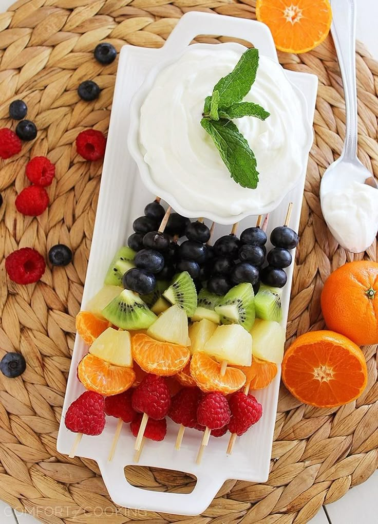 Fruit Skewers with Yogurt Dip