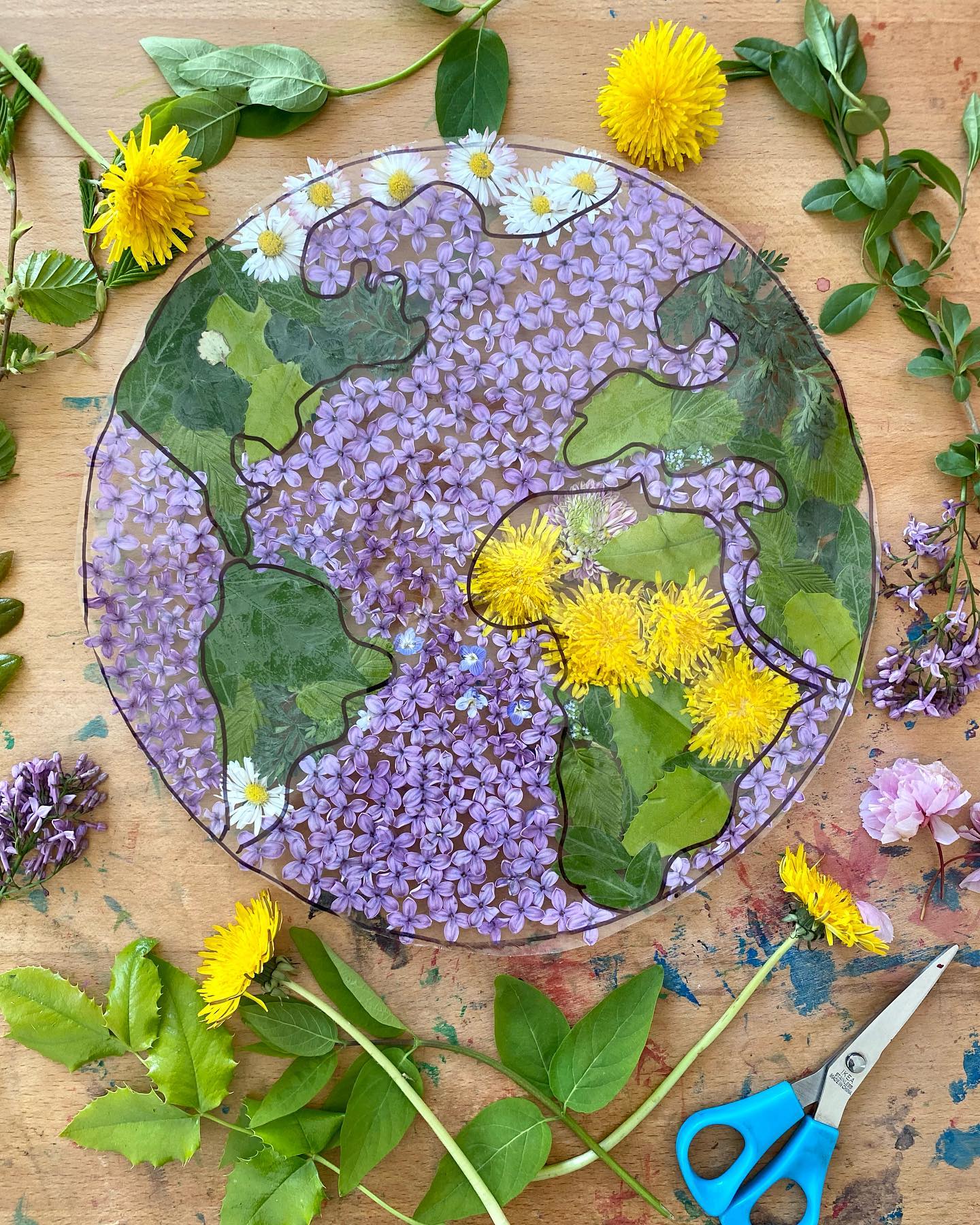 Floral Earth Shaped Suncatcher