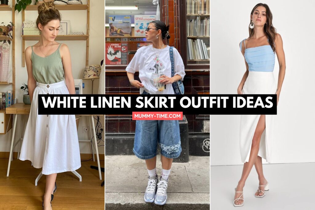 White linen skirt outfit ideas