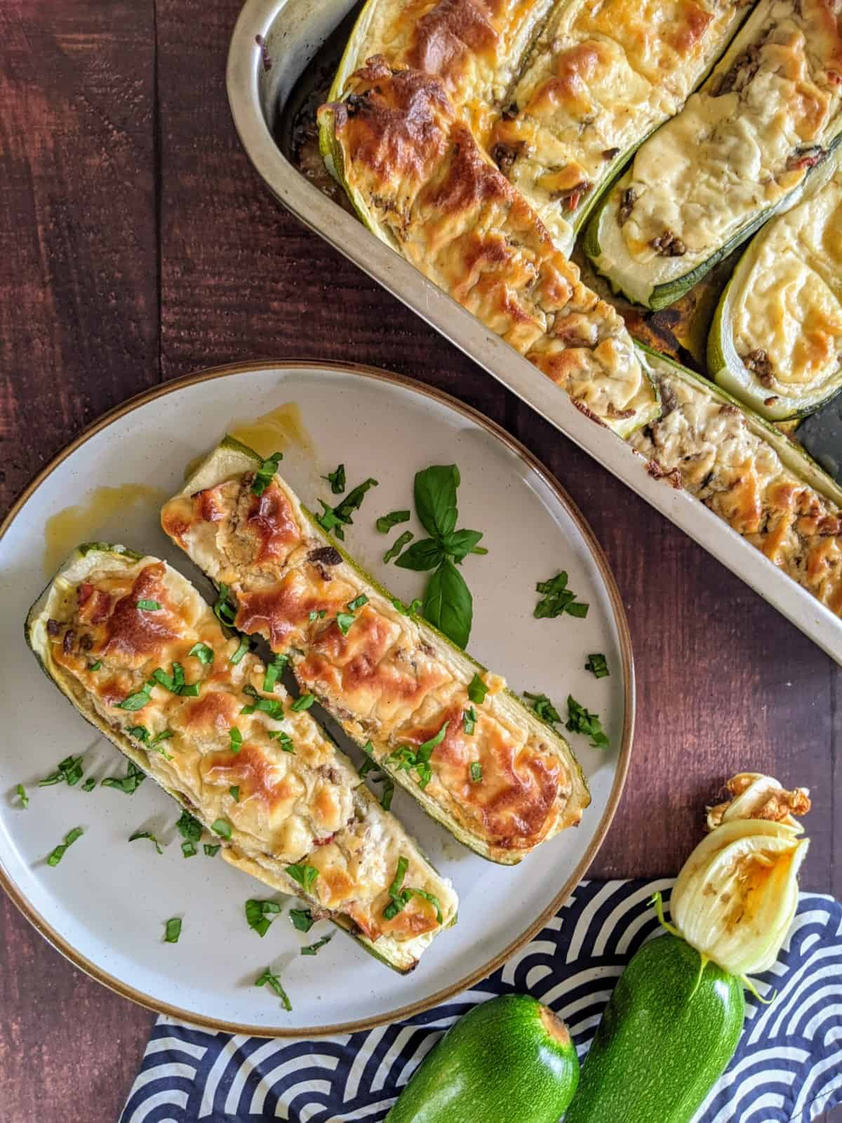 Ground Beef Stuffed Zucchini Boats