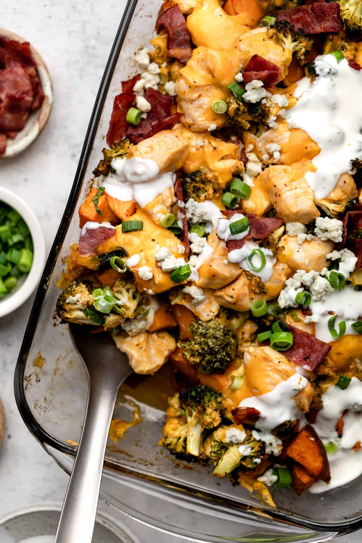Buffalo Chicken & Sweet Potato Casserole