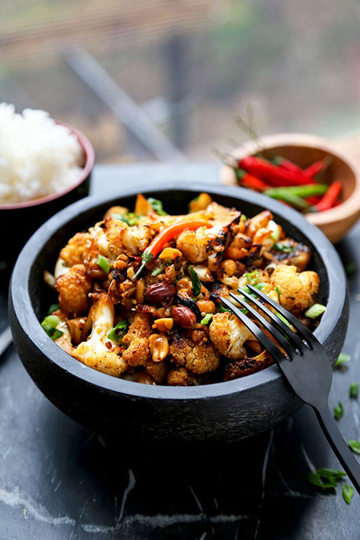 Kung Pao Tempura Cauliflower Stir Fry