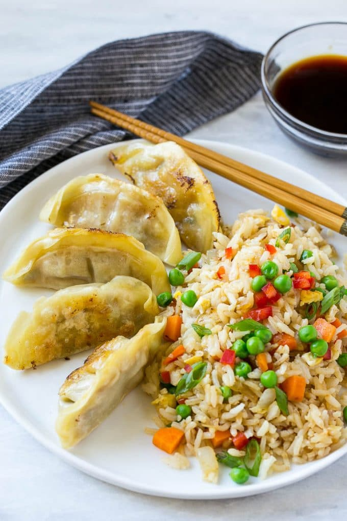 Vegetable Fried Rice & Chicken Gyoza