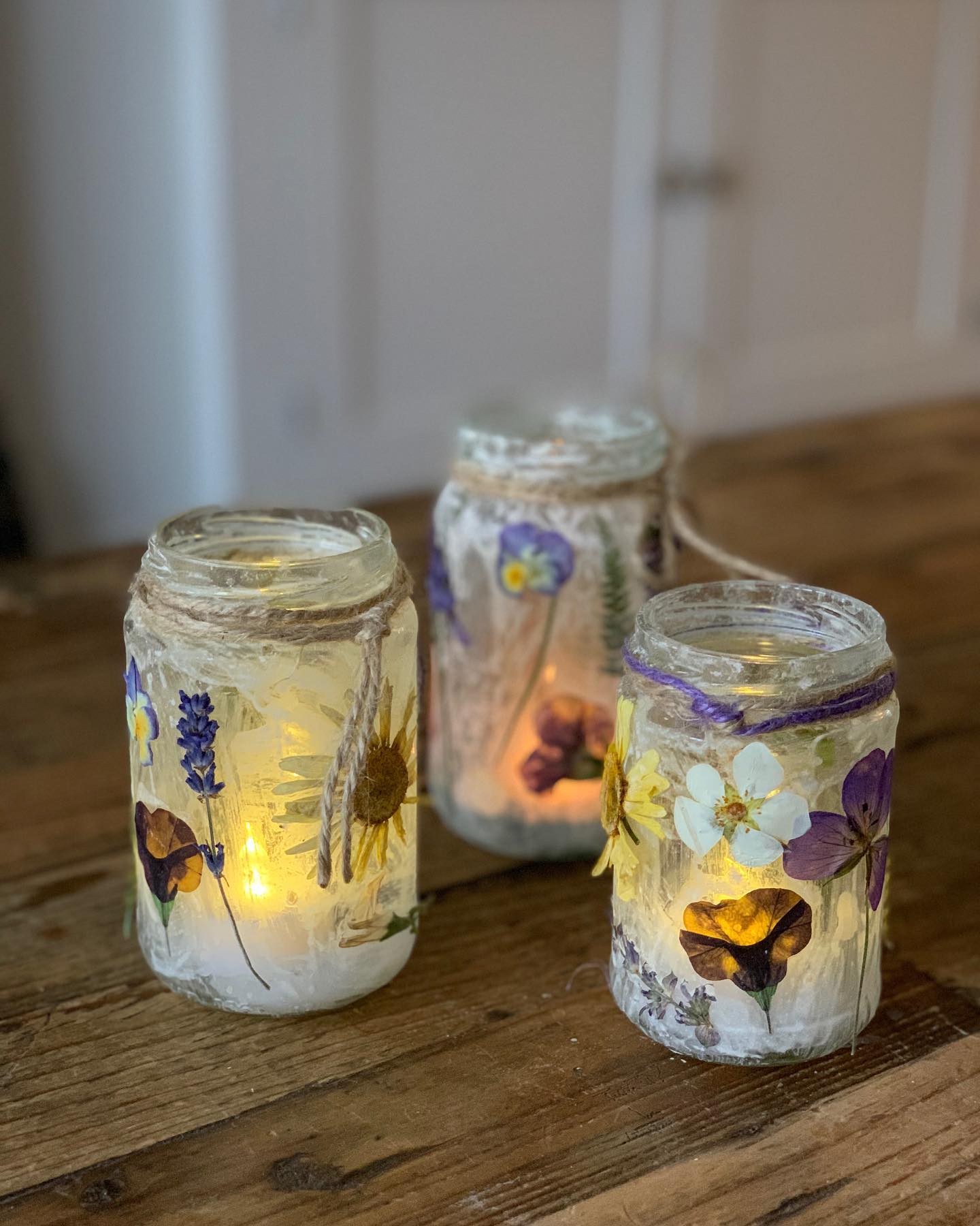 Flower jam jar lanterns