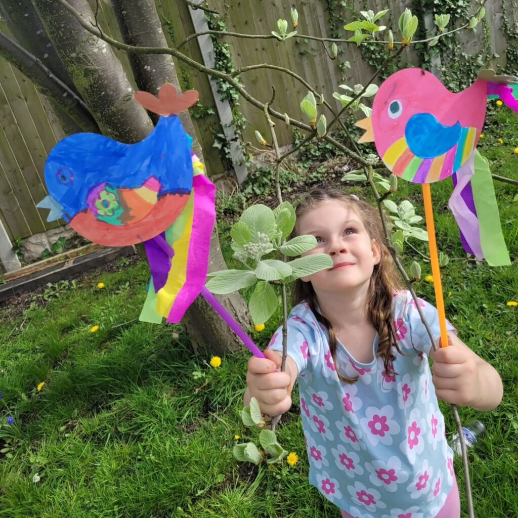 Bird Wand With Rainbow Ribbons