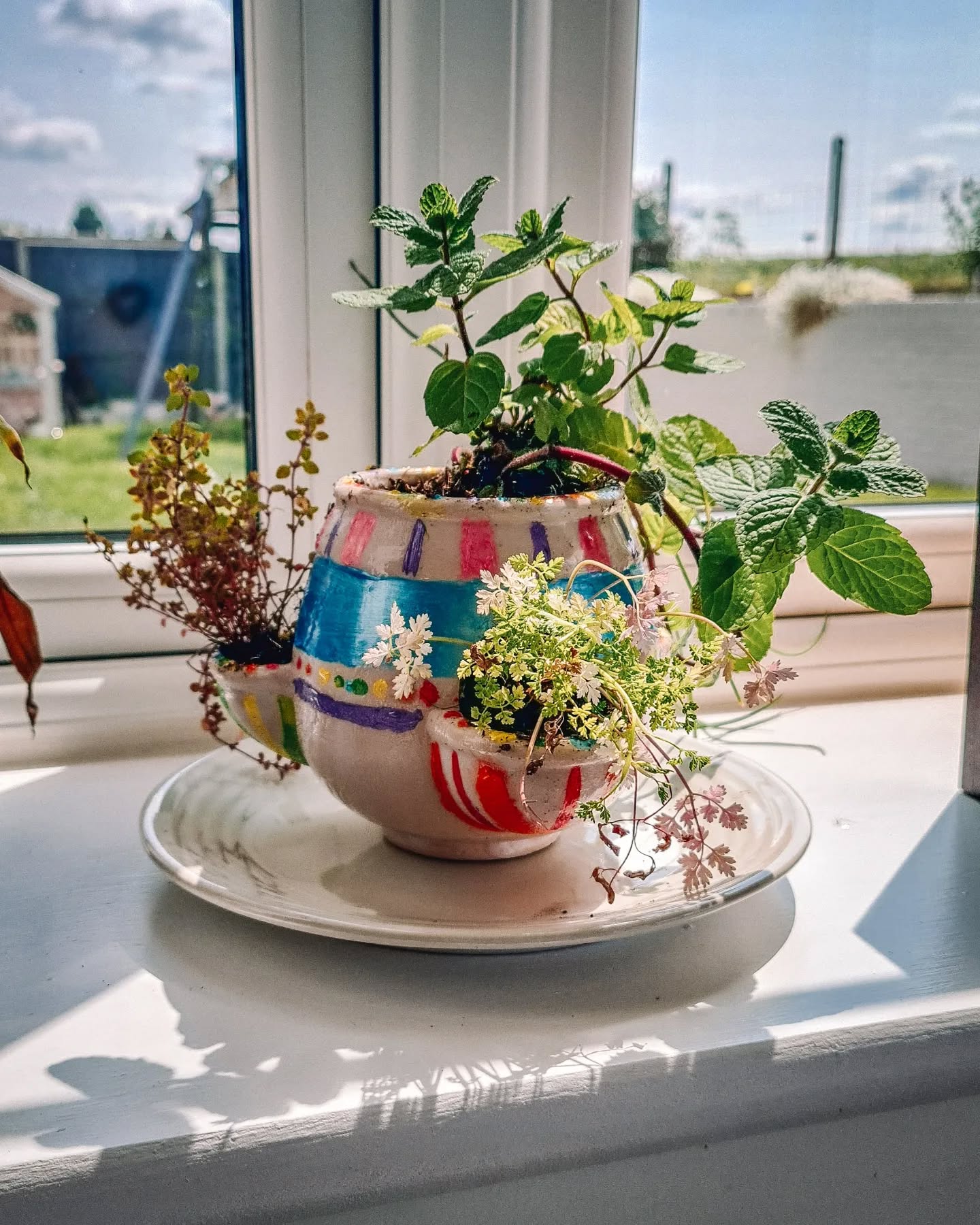 Decorated Ceramic Herb Pot
