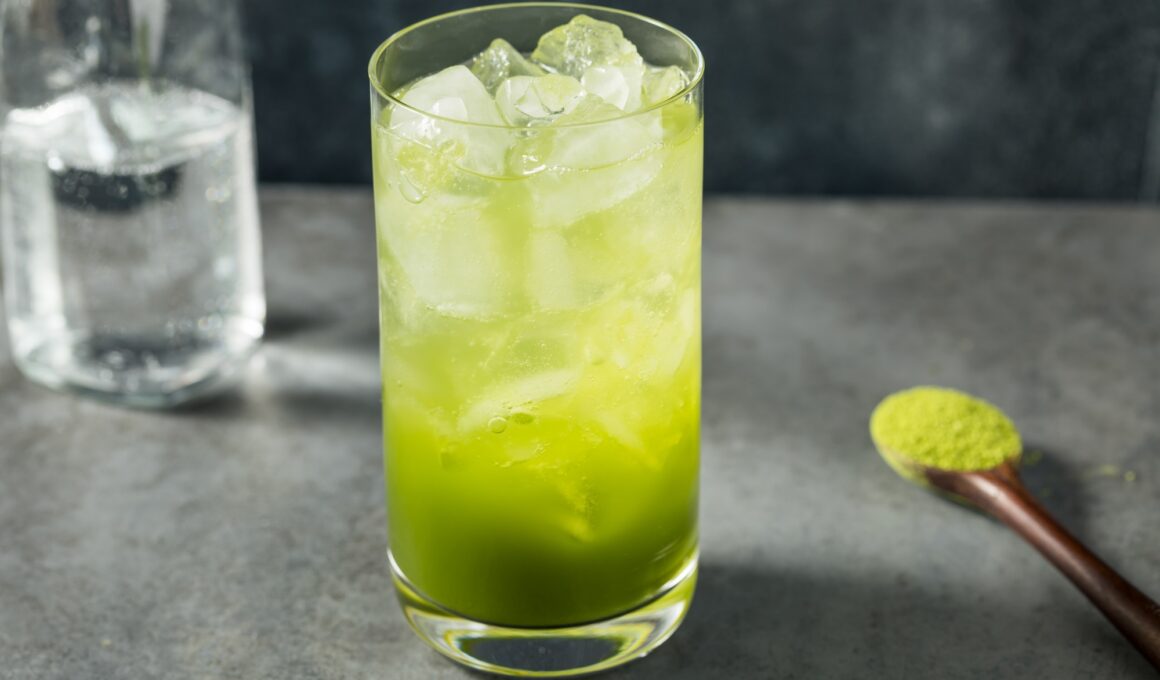 Refreshing Cold Matcha Soda Cocktail