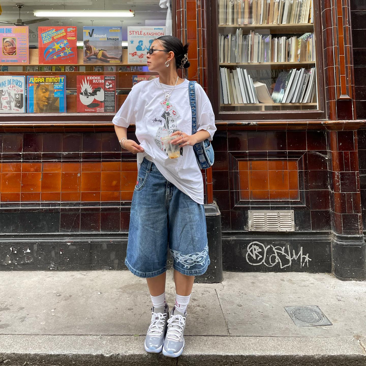 Chic Jorts With Denim Bag