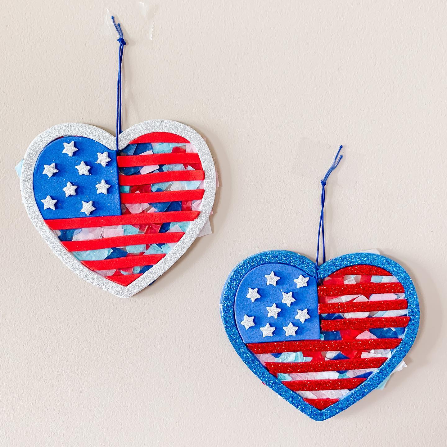 Little Flag Heart Sun Catchers