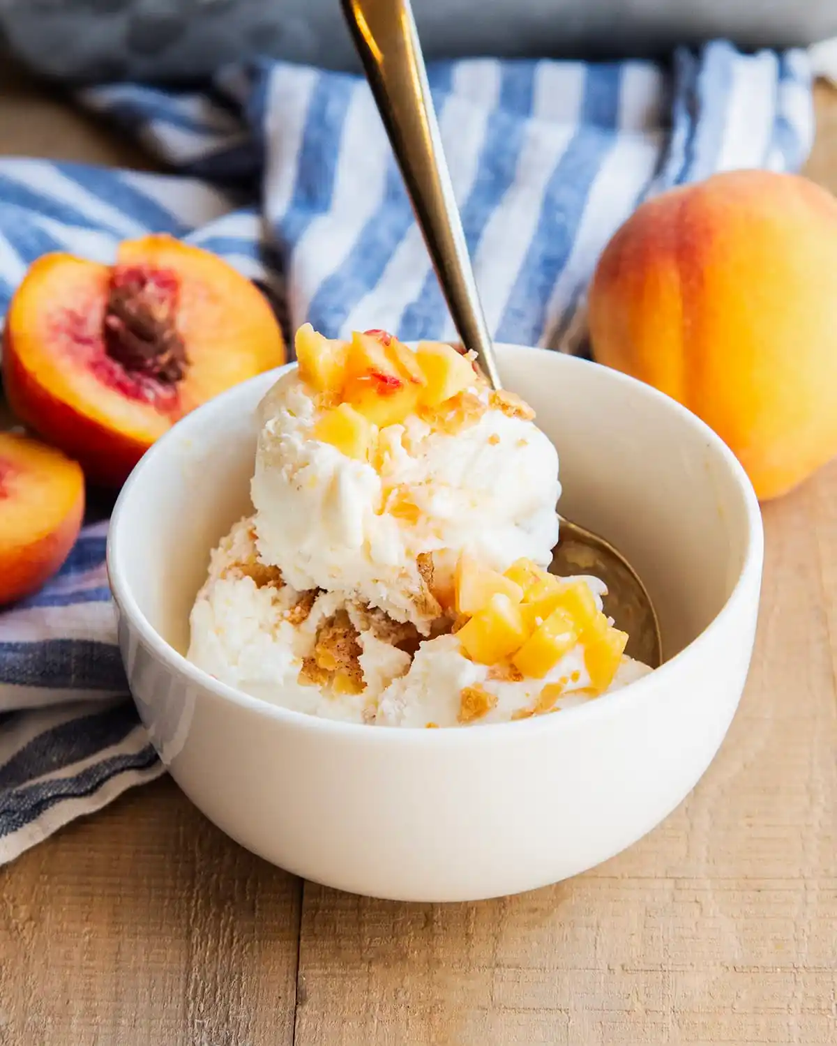 Peach Cobbler with Vanilla Ice Cream