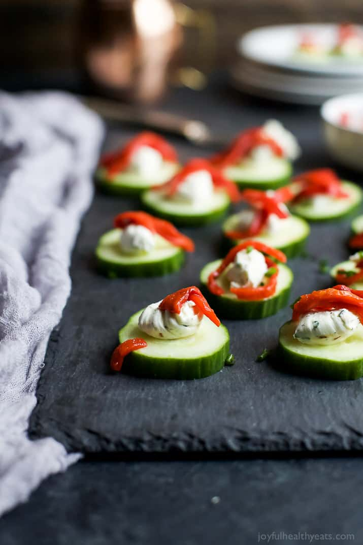 Cucumber Bites with Cream Cheese and Herbs